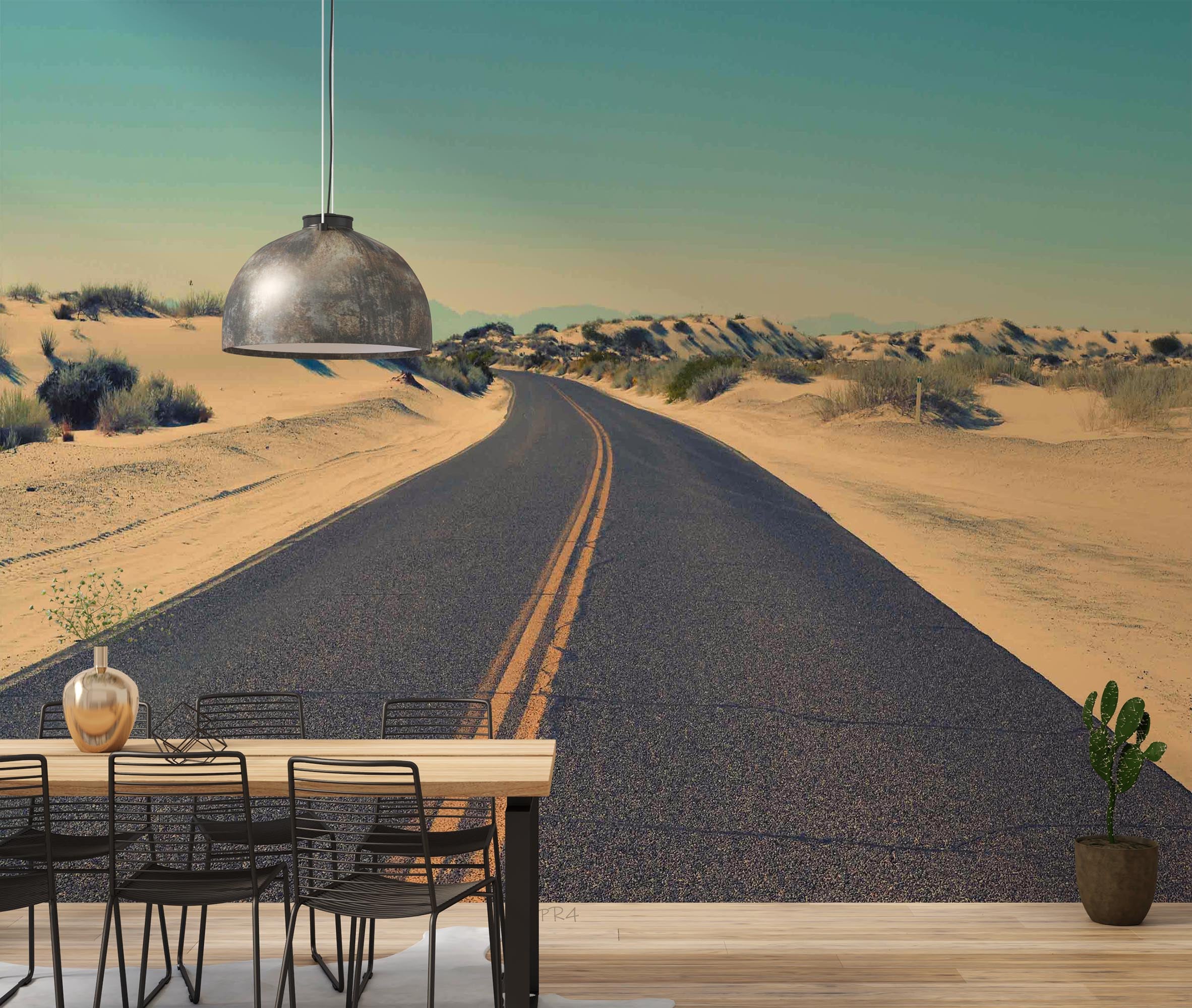3D Desert Green Plant Road Scenery Wall Mural Wallpaper GD 3942- Jess Art Decoration