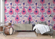 3D Pattern Guitar Pink Letter Note Wall Mural Wallpaper YXL 07- Jess Art Decoration