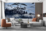 3D Countryside Snow Tree Mountain House Road Fog Wall Mural Wallpaper YXL 02- Jess Art Decoration