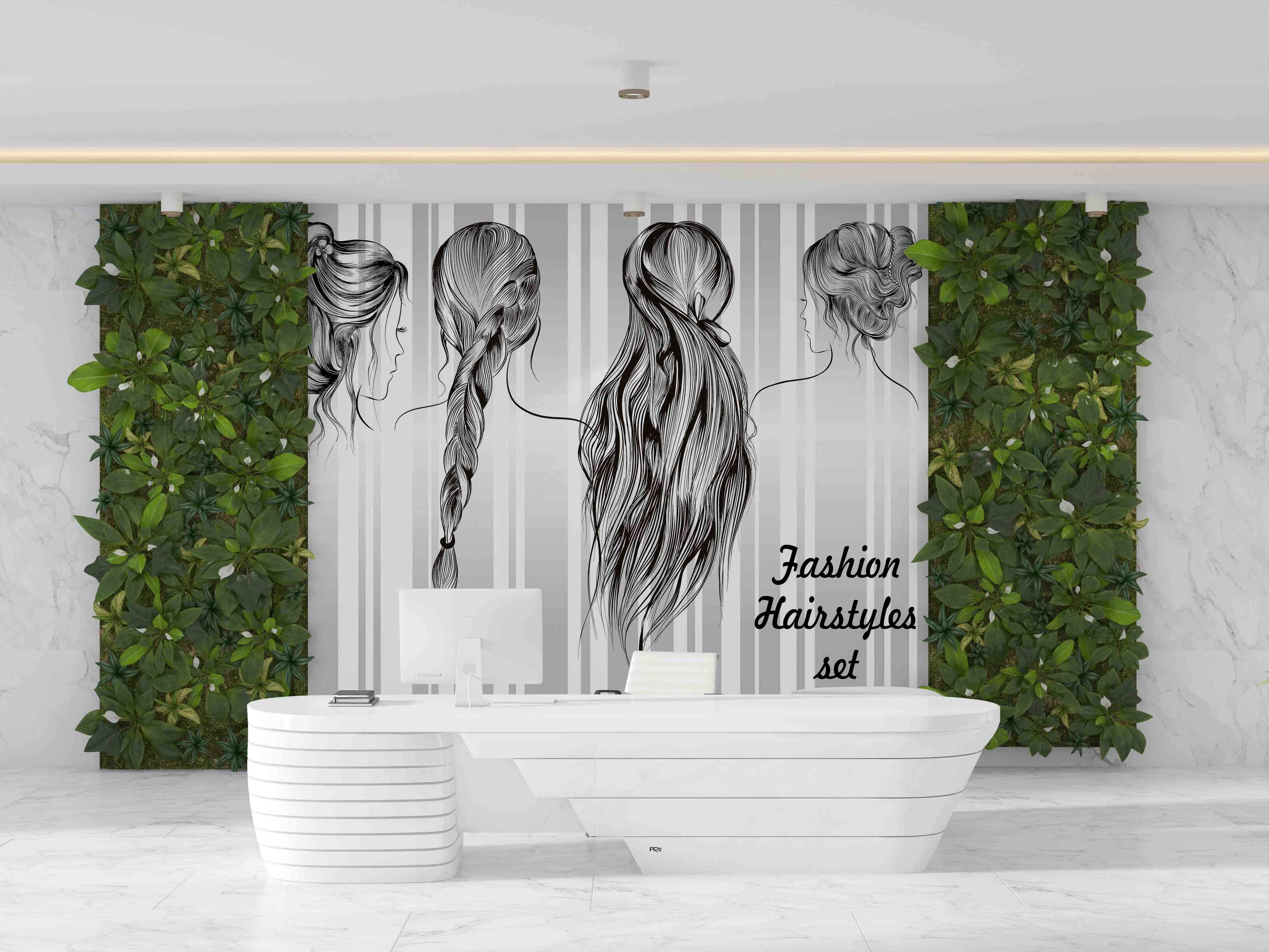 Abstract Women Back Hairstyle Contemporary Wallpaper contemporary street art wall mural for creative room or feature wall - v