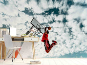 3D Basketball Person Cloud Sky Wall Mural Wallpaper YXL 136