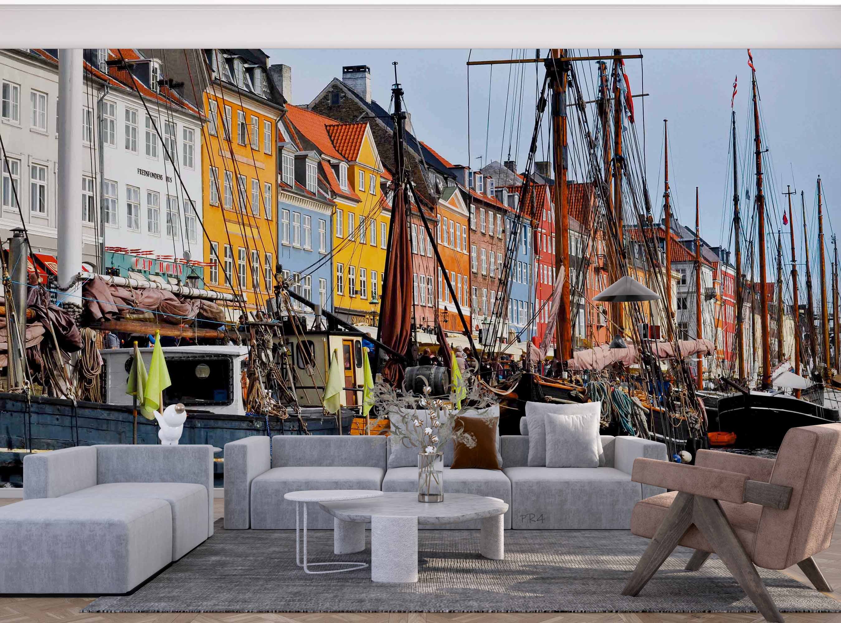 3D City Pier Colorful Buildings Wall Mural Wallpaper GD 3991- Jess Art Decoration
