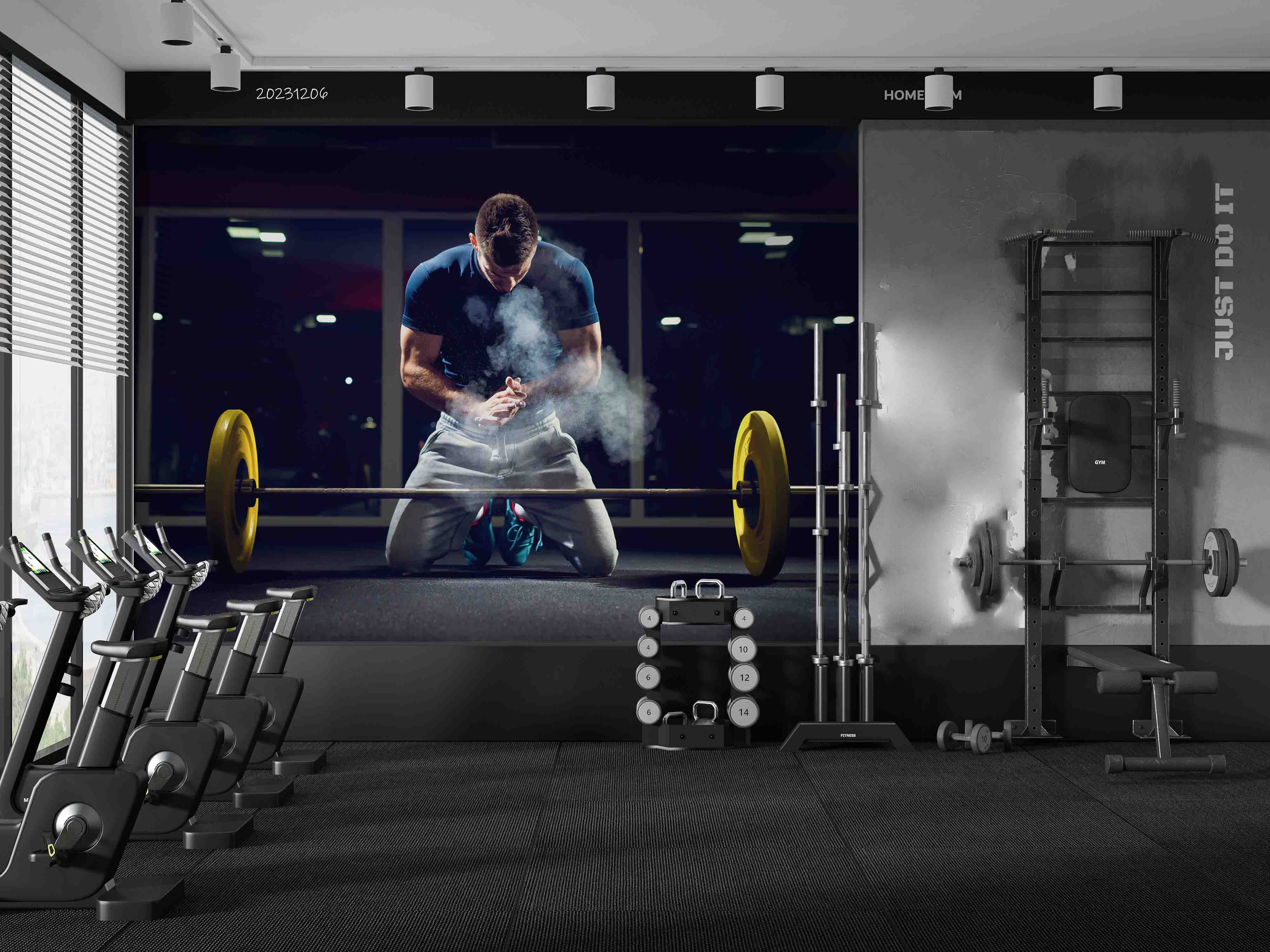 3D Gym Poster Man Weightlifting Wall Mural Wallpaper YXL 73