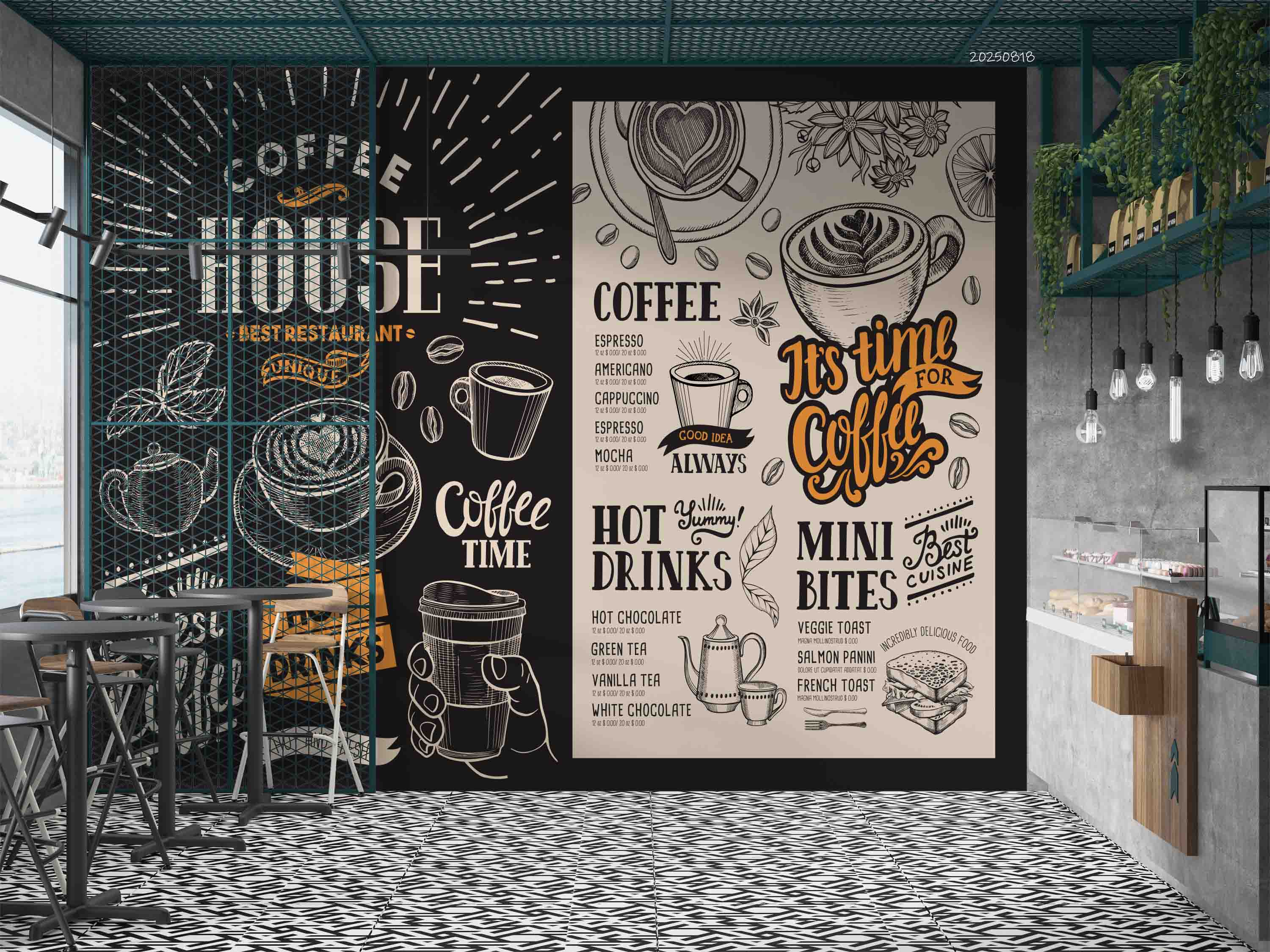 3D Restaurant Snack Bar Coffee Shop Wall Mural Wallpaper 34