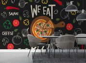 3D Vegetables Pizzeria Black Background Wall Mural Wallpaper GD 4926- Jess Art Decoration