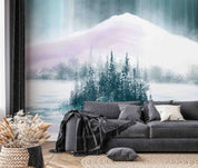 3D Watercolor Winter Snow Mountain Forest Scenery Wallpaper Wall Mural Wall Decor Wall Art Wall Sticker Remoable Wallpaper LQH 51