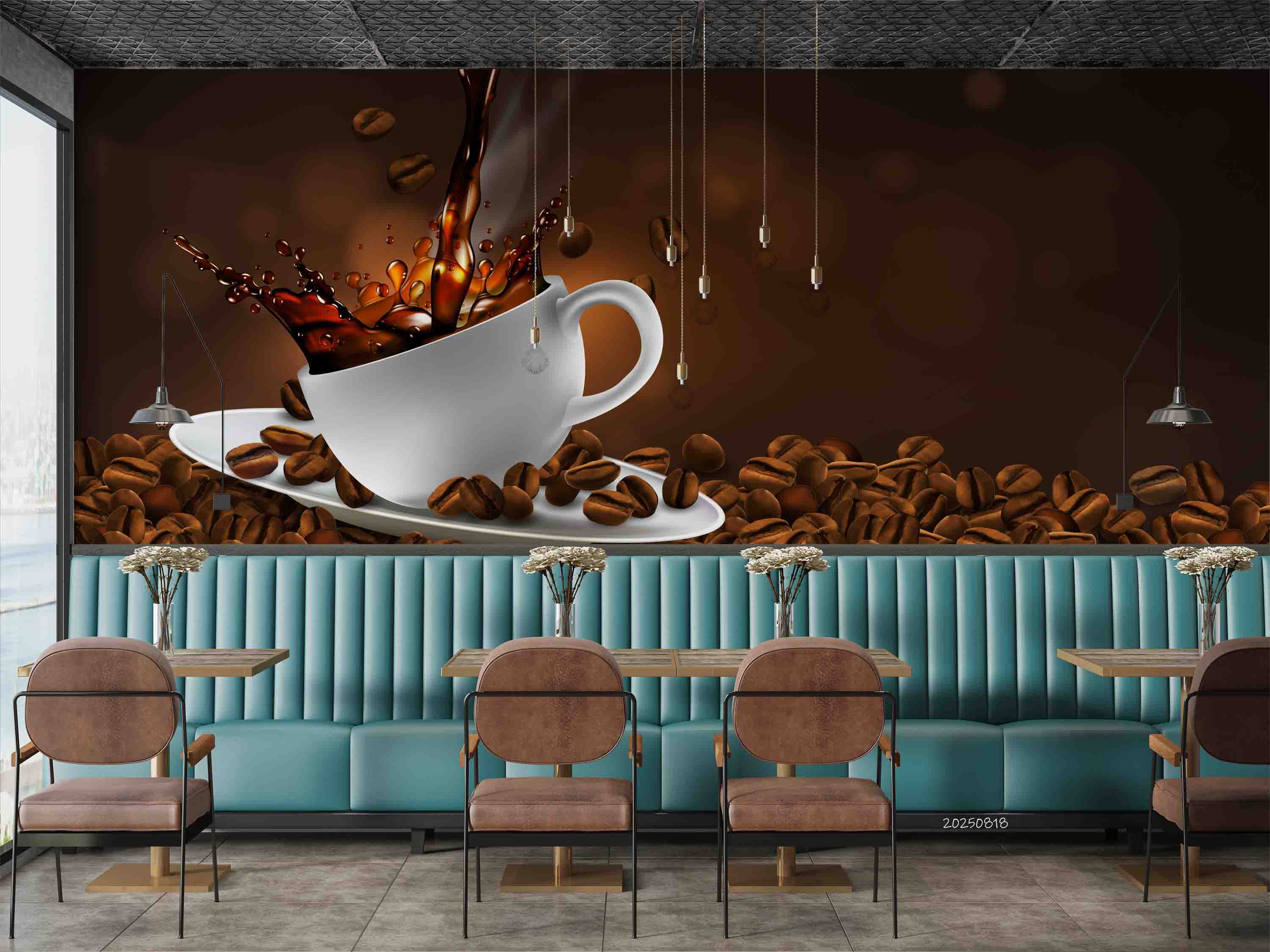 3D Restaurant Snack Bar Coffee Shop Wall Mural Wallpaper 31