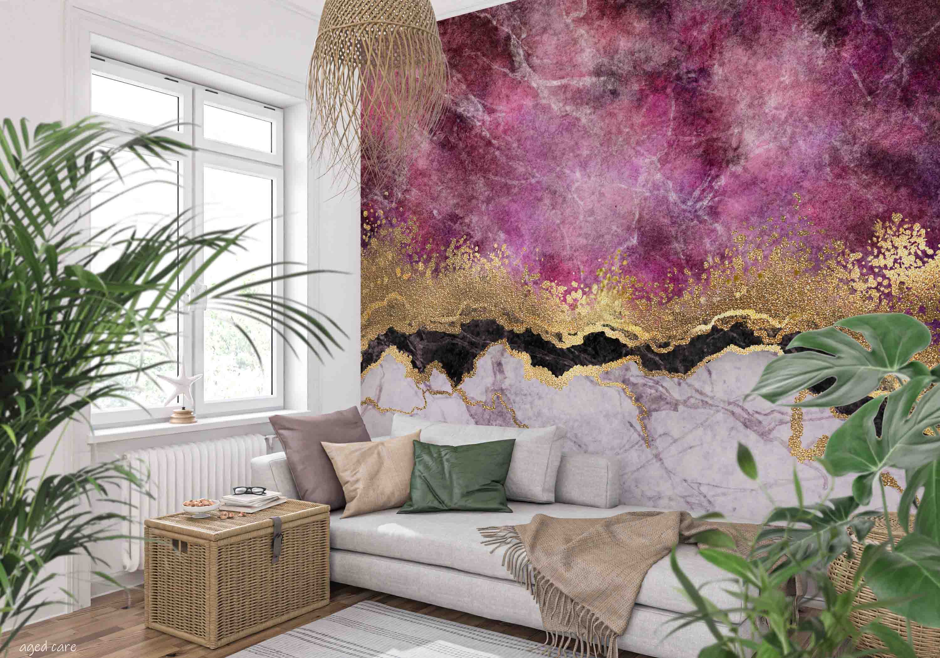 3D Aged Care Retirement Home Gerocomium Rest Home Marble Pink White Wall Mural Wallpaper 28