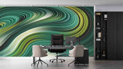 3D Office Business Commerce Green Lines Geometric Wall Mural Wallpaper 38