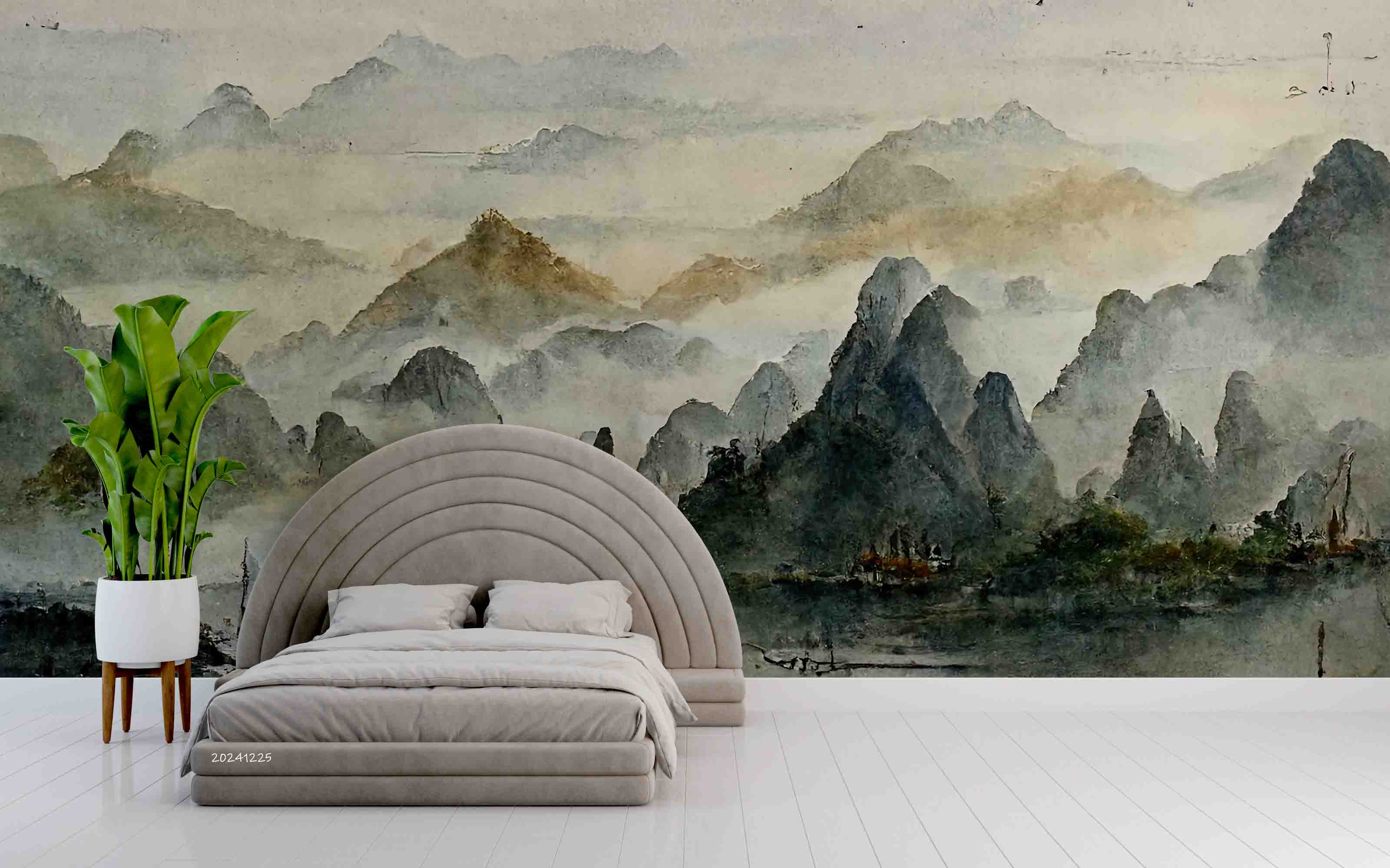 3D Watercolor Mountains Landscape Oil Painting Wallpaper Wall Mural Wall Decor Wall Art Wall Sticker Remoable Wallpaper LQH 33