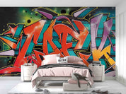 3D Graffiti Croci Blue Yellow Purple Letter Wall Mural Wallpaper YXL 17- Jess Art Decoration