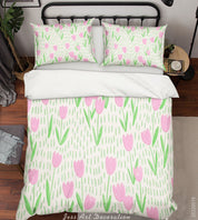 3D Floral Tulip Leaf Quilt Cover Set Bedding Set Duvet Cover Pillowcase 173