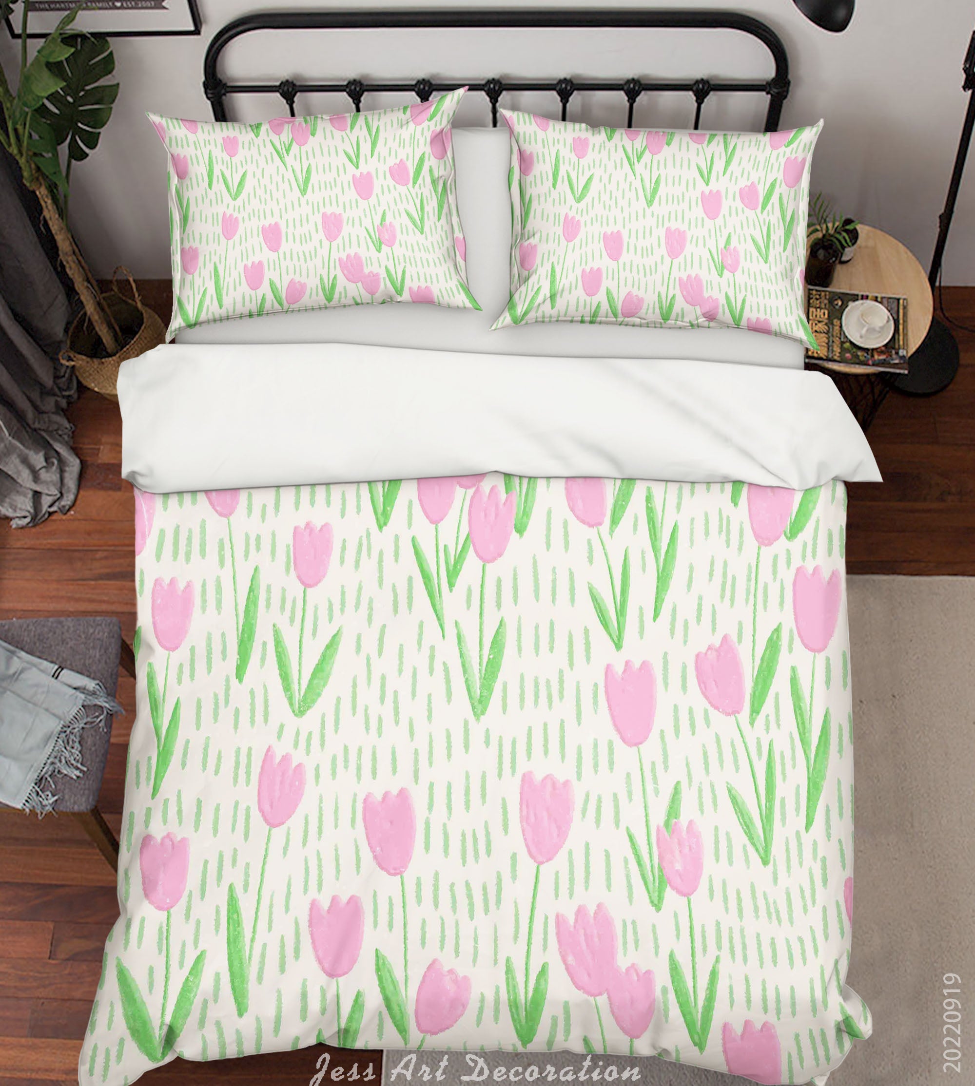 3D Floral Tulip Leaf Quilt Cover Set Bedding Set Duvet Cover Pillowcase 173