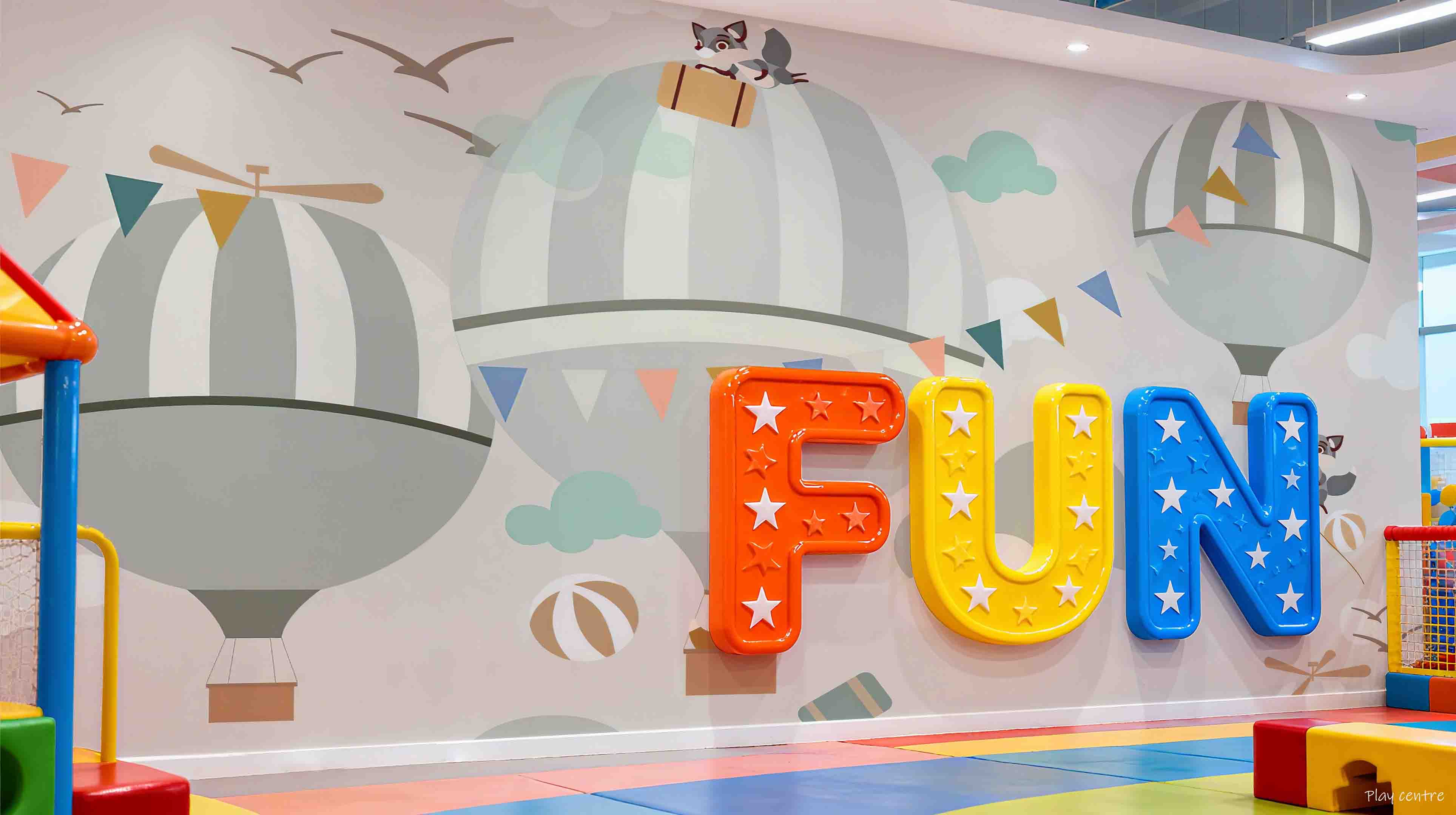 3D Play Centre Amusement Park Funfair Carnie Cartoon Air Balloon Wall Mural Wallpaper 26