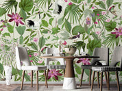 3D Green Leaf Purple Floral Wallpaper Wall Mural Wall Decor Wall Art Wall Sticker Remoable Wallpaper LQH