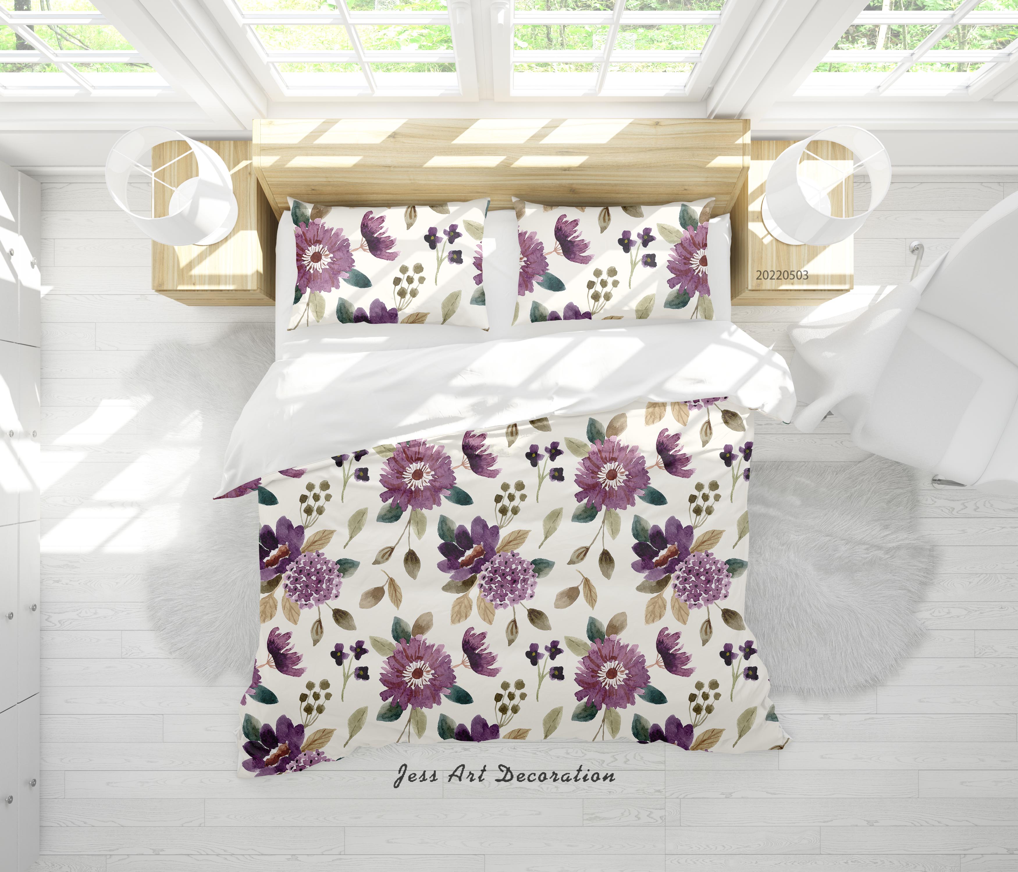 3D Floral Leaf Quilt Cover Set Bedding Set Duvet Cover Pillowcase 572