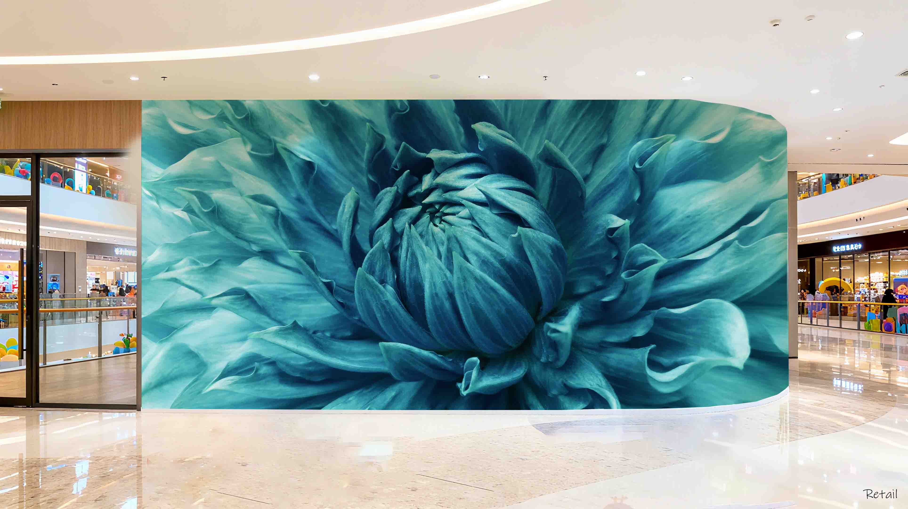 3D Retail Shop Store Market Trade Blue Floral Wall Mural Wallpaper 15