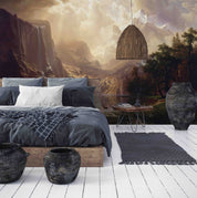 3D Sunlit Deer Mountain sunlit mountain deer landscape wall mural wallpaper for bedroom