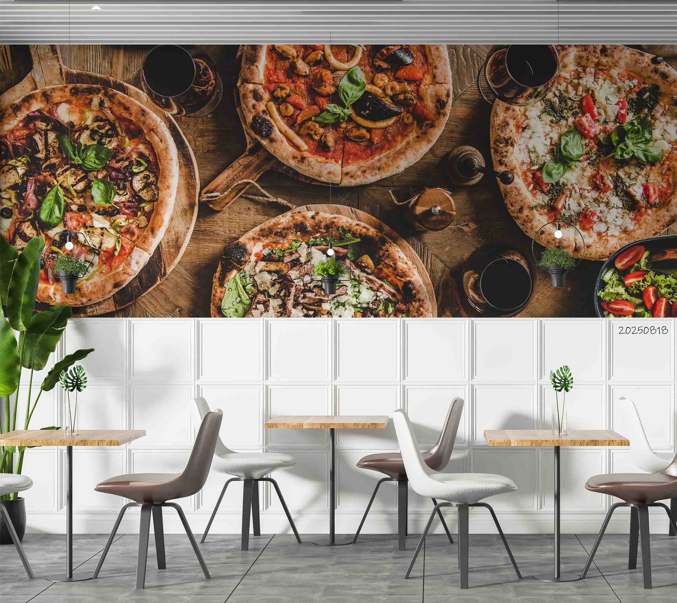 3D Restaurant Snack Bar Diner Fast Food Pizza Wall Mural Wallpaper 20