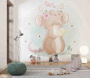 3D Cartoon Animal Mouse Butterfly Floral Kids Wallpaper Wall Mural Wall Decor Wall Art Wall Sticker Remoable Wallpaper