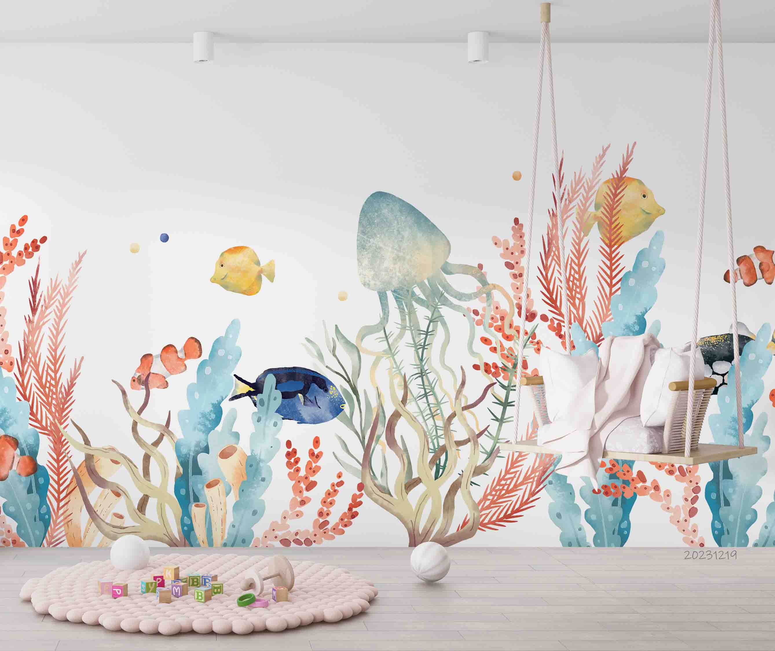 3D Animal Fish Coral Octopus Dot Wall Mural Wallpaper YXL 57