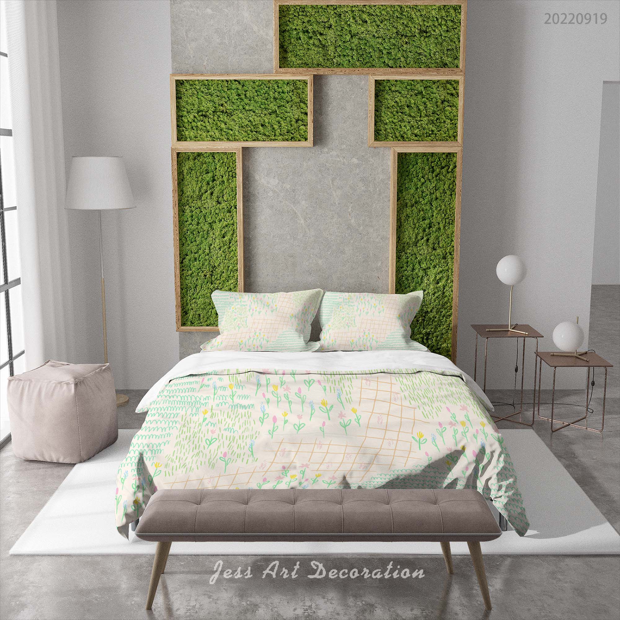 3D Freehand Sketching Floral Square Quilt Cover Set Bedding Set Duvet Cover Pillowcase 177