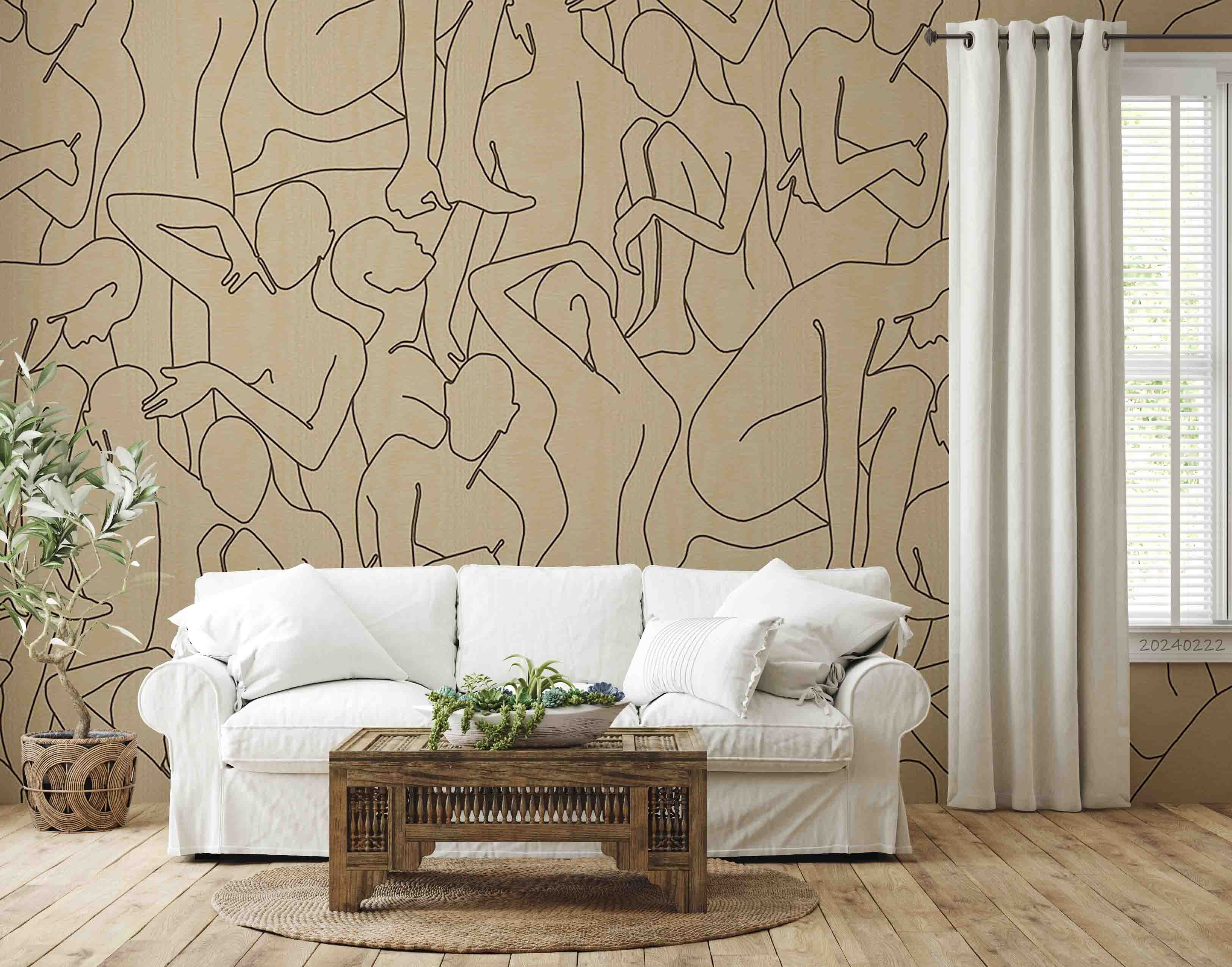 3D Abstract Brown People Cartoon Wallpaper Wall Mural Wall Decor Wall Art Wall Sticker Remoable Wallpaper LQH