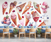 3D Ice Cream Strawberry Cup Wall Mural Wallpaper YXL 2310