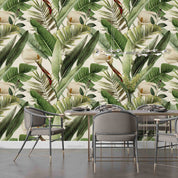 3D Watercolor Tropical Leaves Pattern Light Background Wall Mural Wallpaper GD 4206- Jess Art Decoration