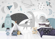 3D Mountain Dinosaur The Earth Rocket Wall Mural Wallpaper YXL 371