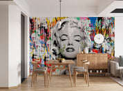 3D Graffiti Movie Star Portrait black white graffiti star portrait wall mural wallpaper for living room - view 3