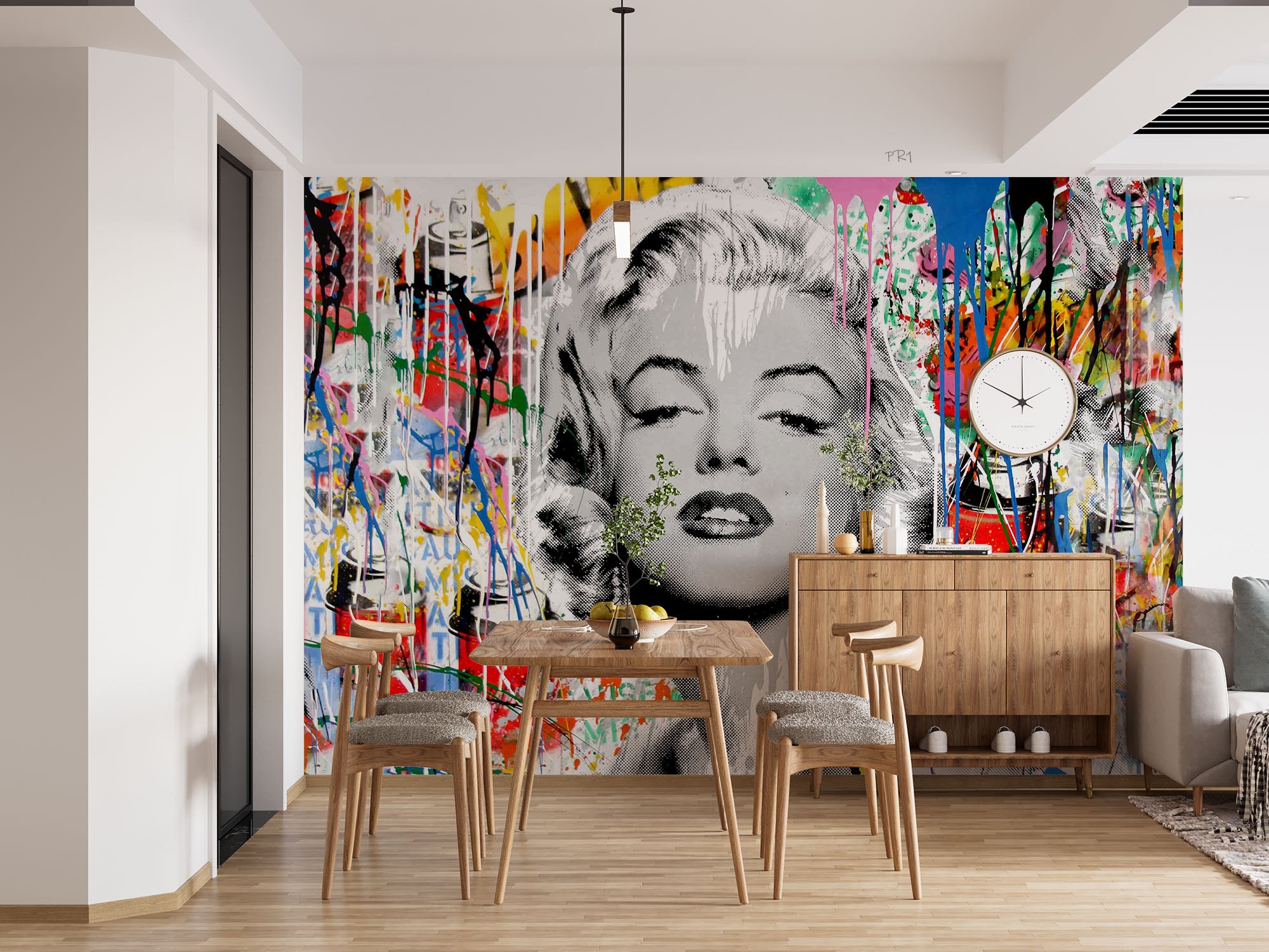 3D Graffiti Movie Star Portrait black white graffiti star portrait wall mural wallpaper for living room - view 3