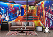 3D Graffiti Poster Stairs Person Lamplight Wall Mural Wallpaper YXL 220