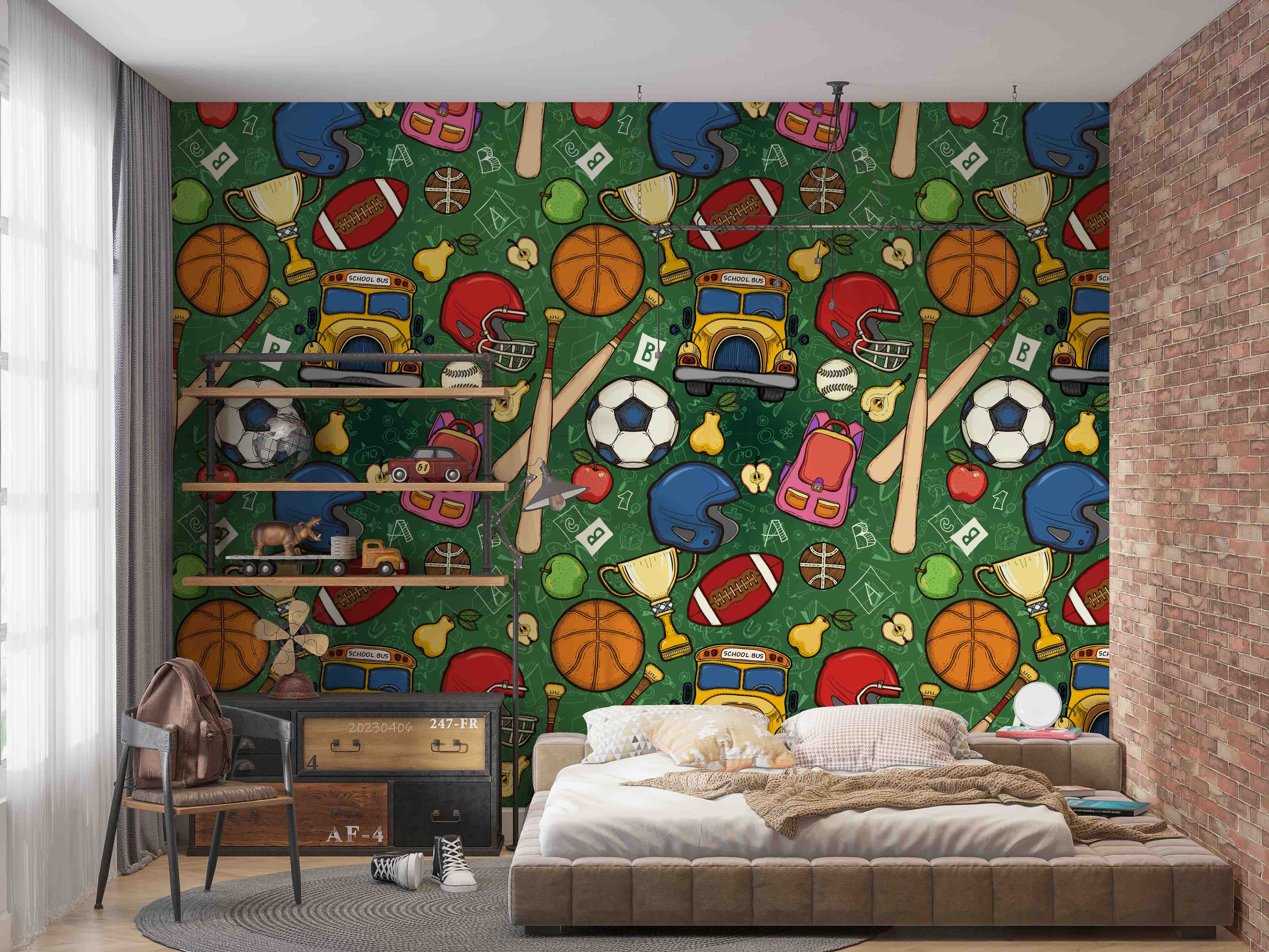 3D School Pattern Educational Elements Wall Mural Wallpaper GD 5649- Jess Art Decoration