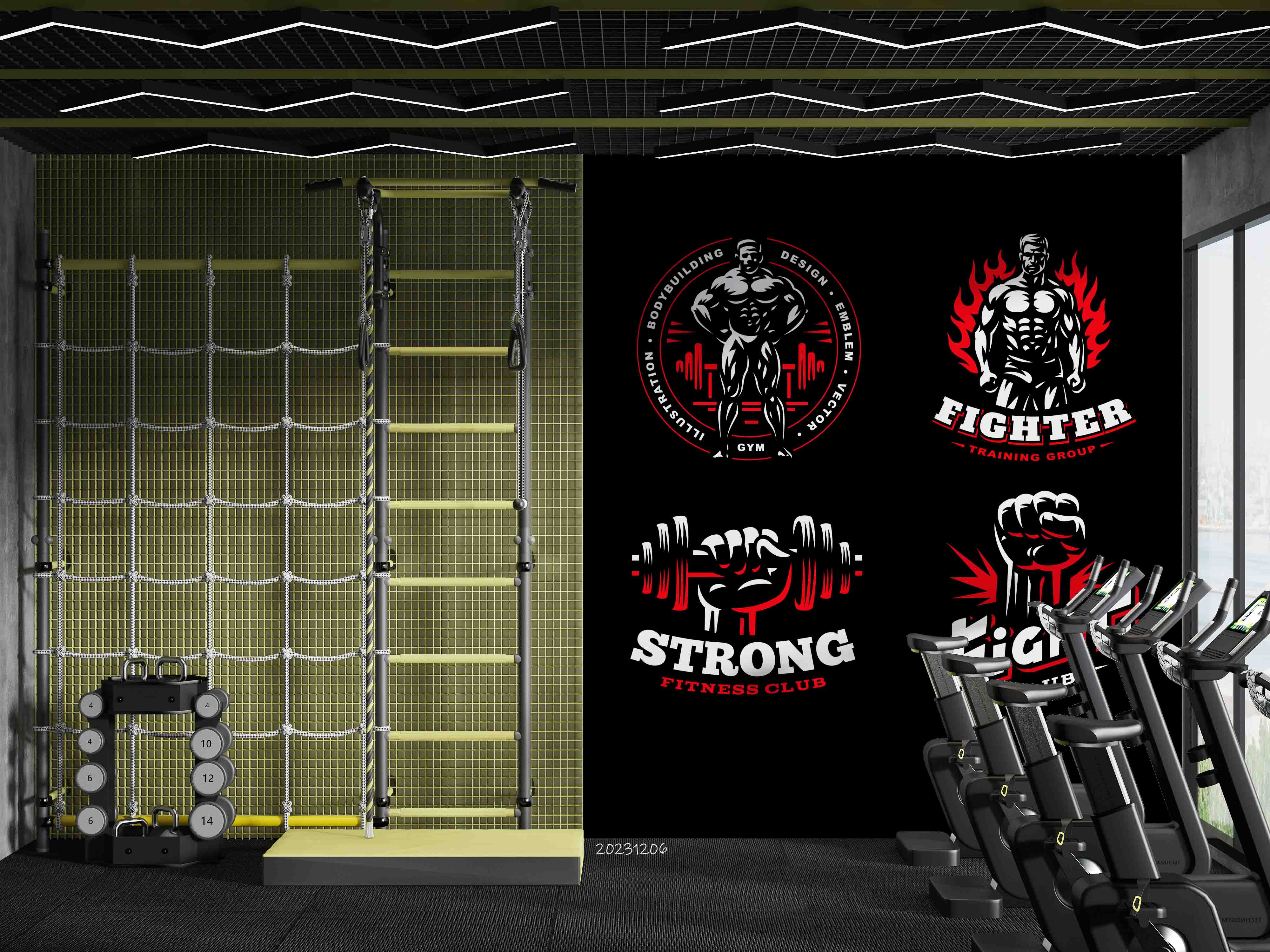 3D Poster Letter Weightlifting Man Ignis  Black Wall Mural Wallpaper YXL 81