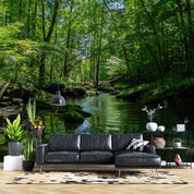 3D Forest Tree Grass Leaf Green Sea Wall Mural Wallpaper YXL 685