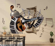 3D Vintage Instrument Stave Musical Note Wall Mural Wallpaper GD 4669- Jess Art Decoration