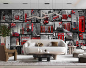 UK Street Red Telephone Booth Bus Guard Wallpaper urban graffiti wall mural for teen room, studio or feature wall - view 3