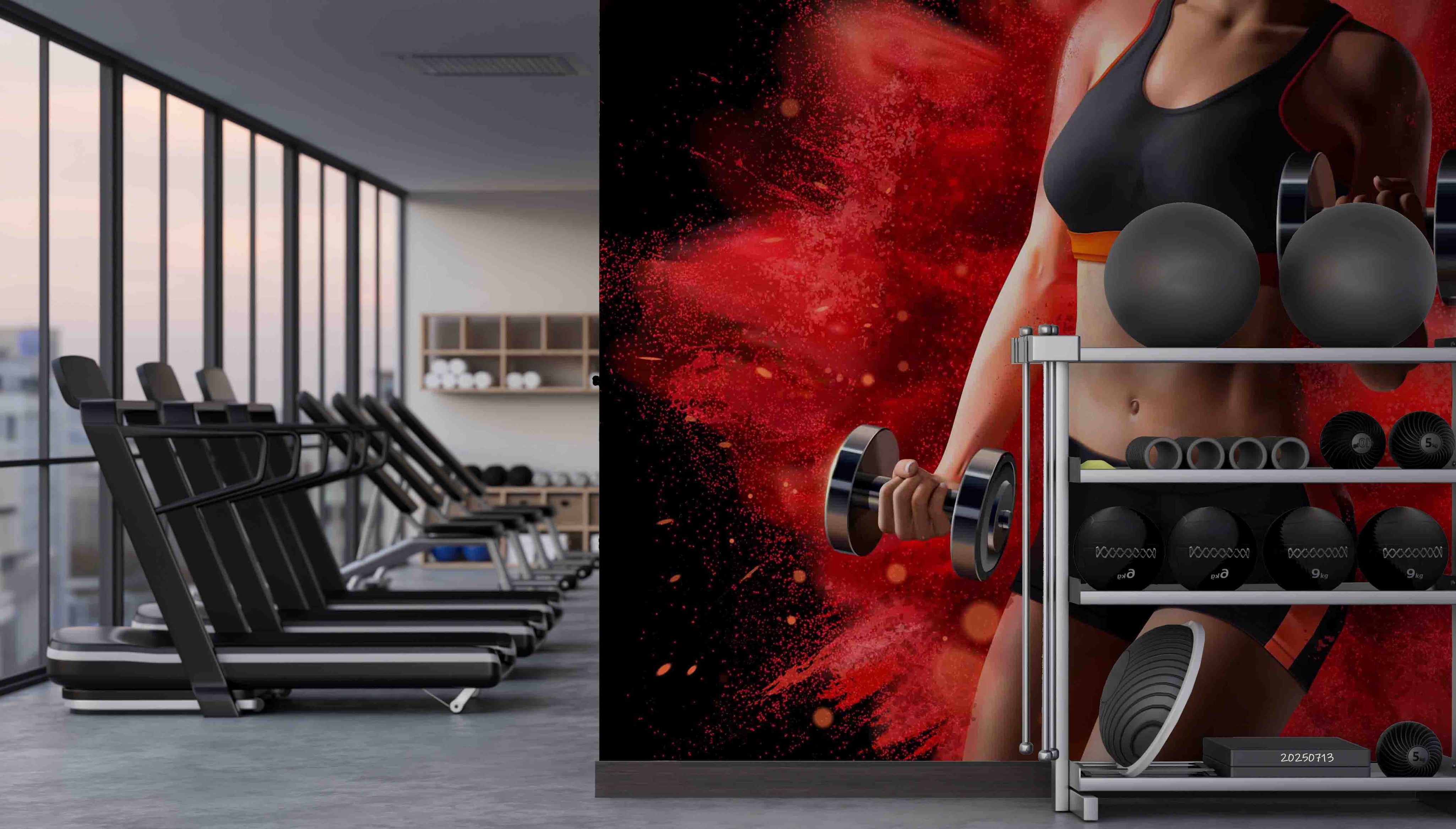3D Gym Fitness Gymnasium Dumbbell Wall Mural Wallpaper 40