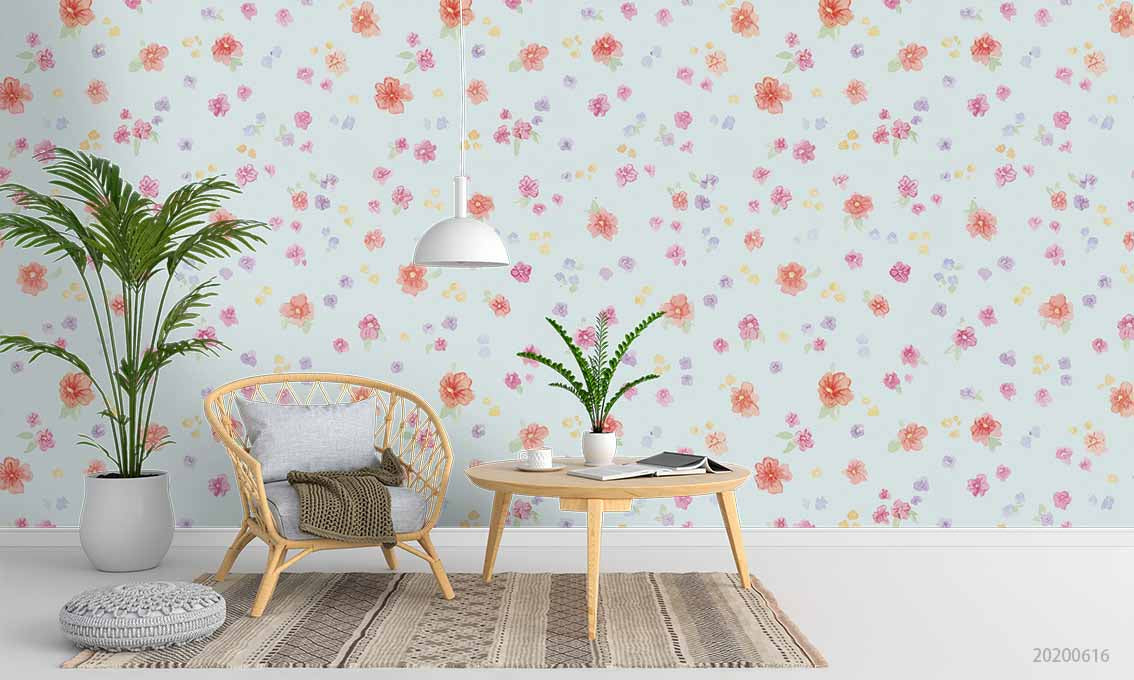3D Floral Heronsbill Blue Wall Mural Wallpaper YXL 2268