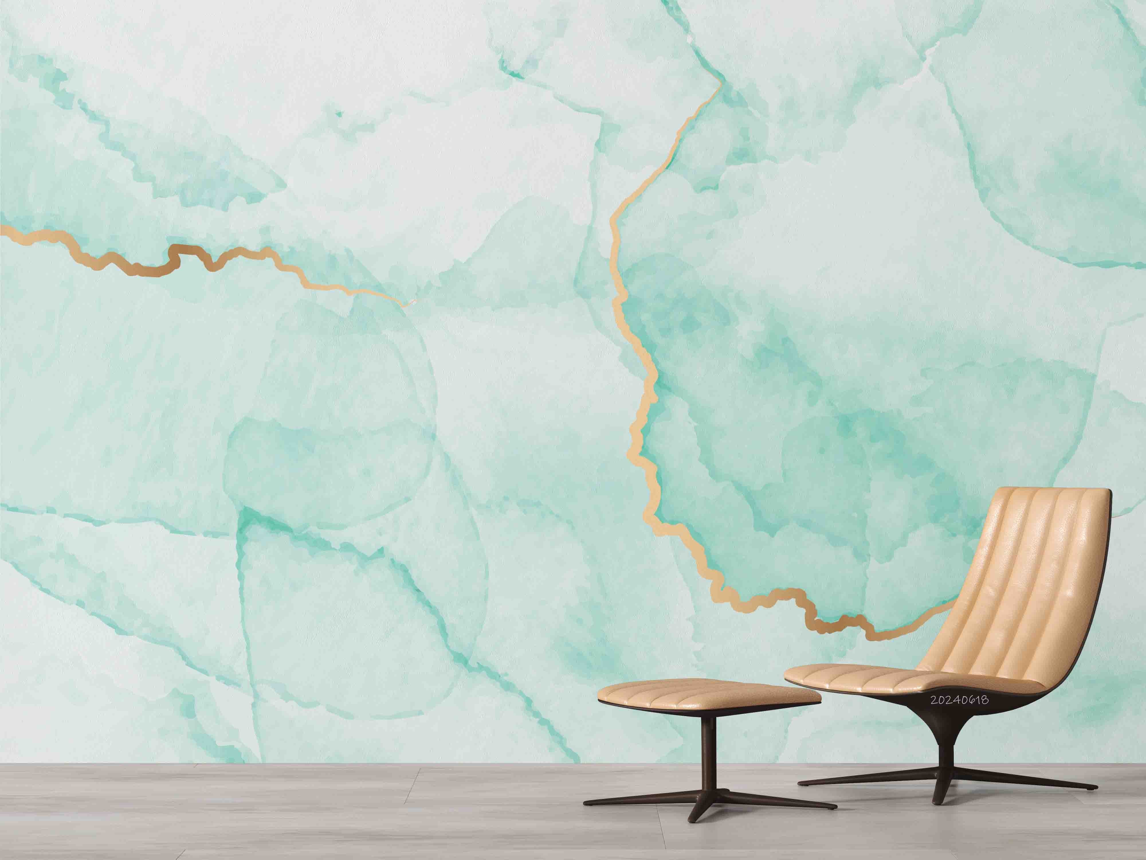 3D Abstract Damaskeen Wave Blue Wall Mural Wallpaper YXL 641