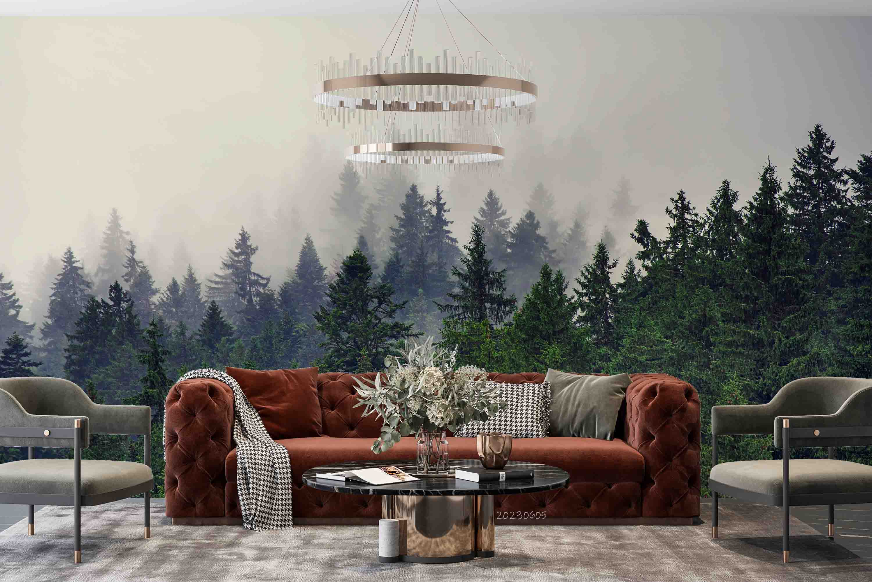 3D Scenery Forest Tree Fog Wall Mural Wallpaper YXL 23- Jess Art Decoration