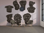 3D Hand Drawn Black Art Sculpture Pattern Wallpaper Wall Mural Wall Decor Wall Art Wall Sticker Remoable Wallpaper LQH