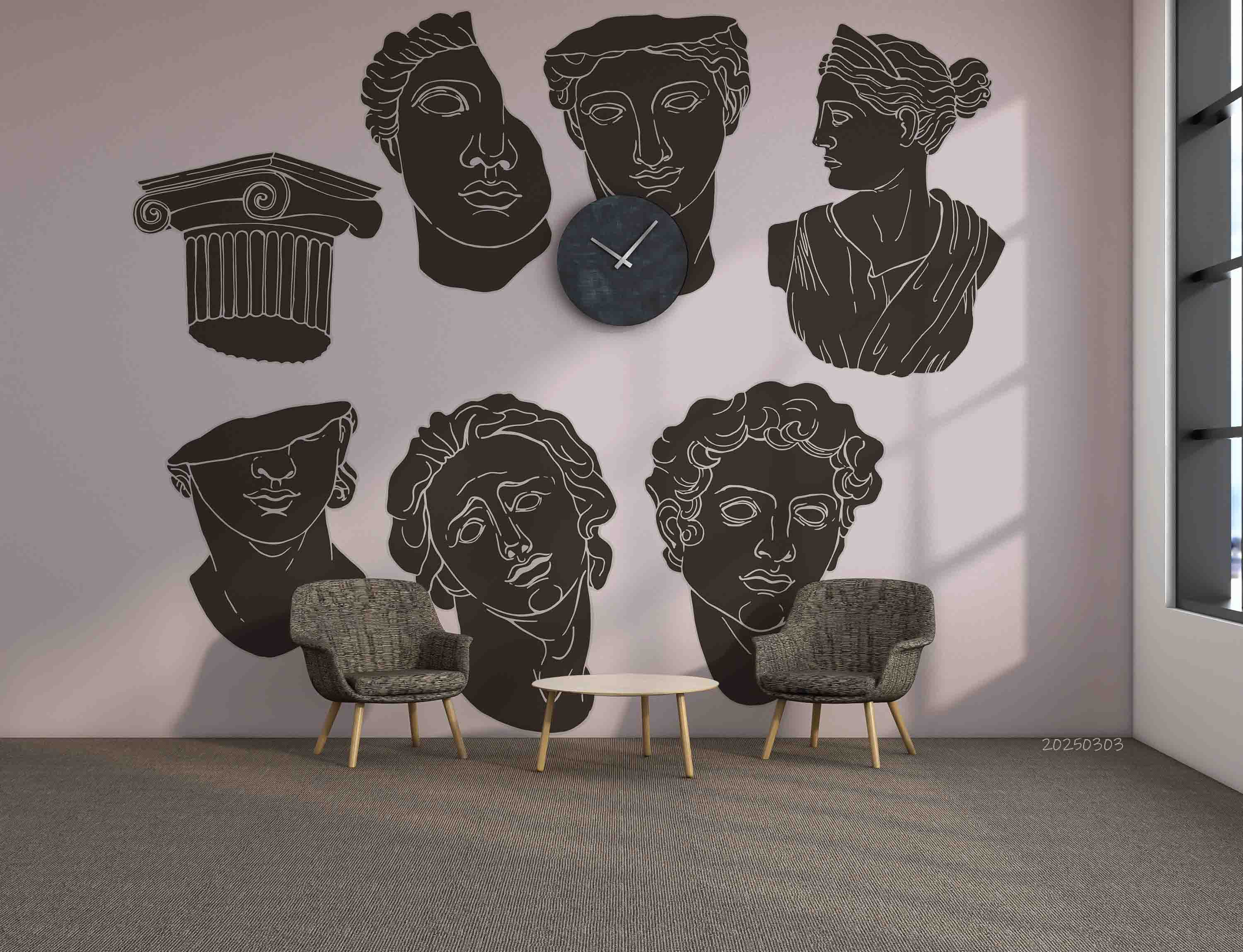3D Hand Drawn Black Art Sculpture Pattern Wallpaper Wall Mural Wall Decor Wall Art Wall Sticker Remoable Wallpaper LQH