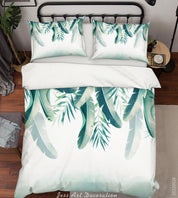 3D Leaf White Quilt Cover Set Bedding Set Duvet Cover Pillowcase 340