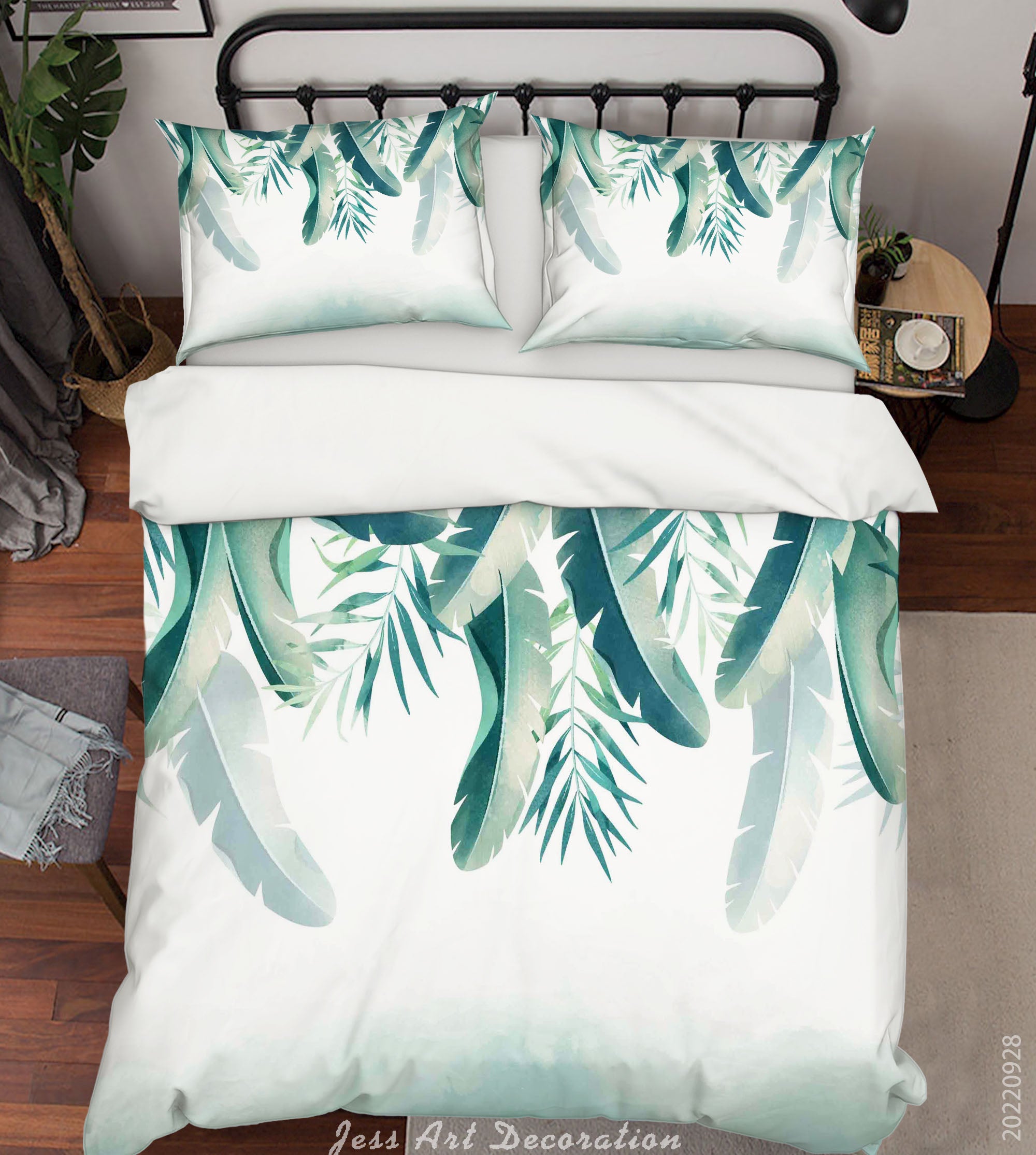 3D Leaf White Quilt Cover Set Bedding Set Duvet Cover Pillowcase 340