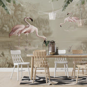 3D Animal Flamingo River Reed Leaf Wall Mural Wallpaper YXL 5- Jess Art Decoration