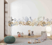 3D Conch Starfish Jellyfish Sea Horse Coral Wall Mural Wallpaper YXL 665