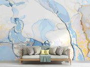 3D Abstract Damaskeen Ellipse Gold Dust Wall Mural Wallpaper YXL 574