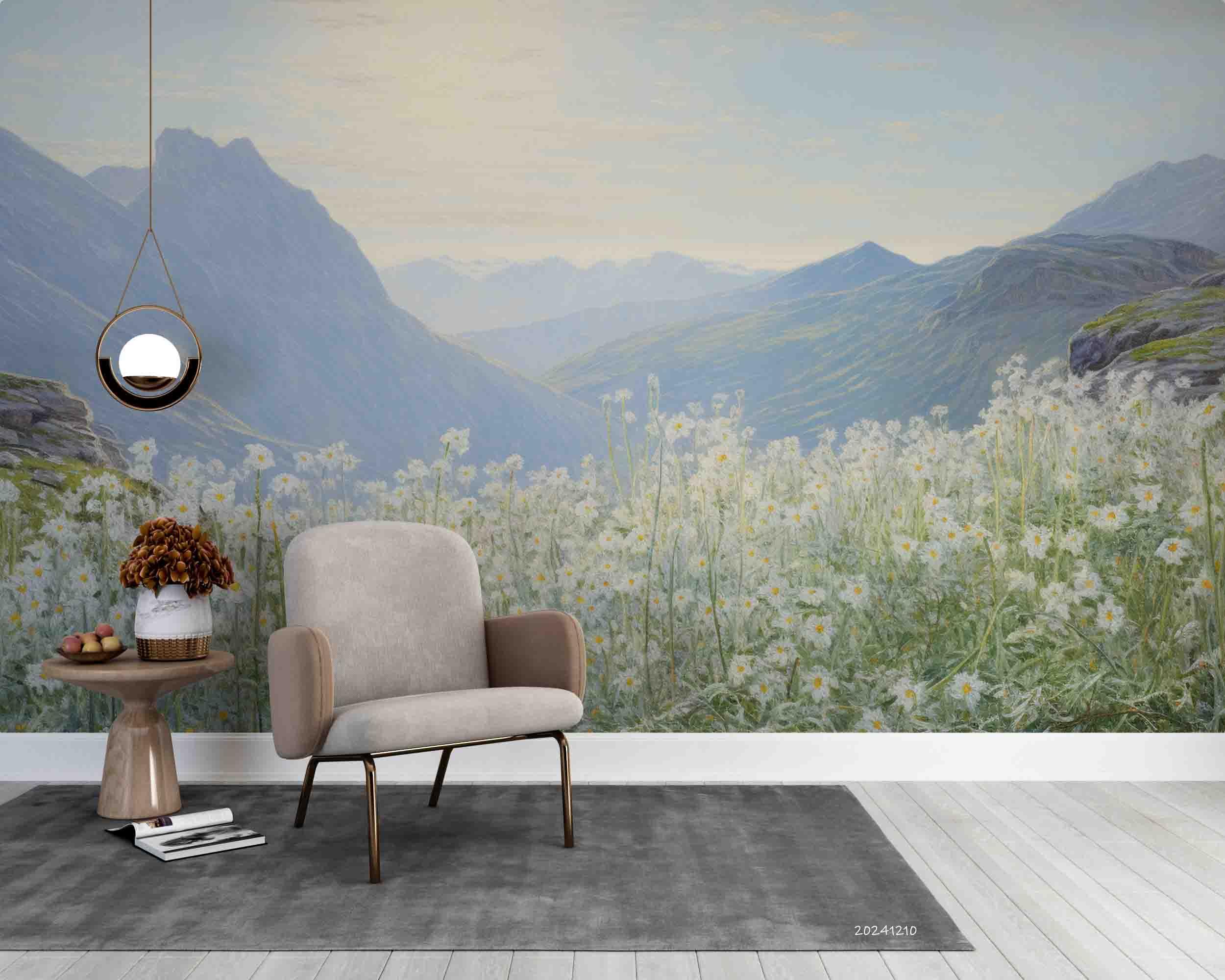 3D Sky Mountains Floral Nature Landscape Wallpaper Wall Mural Wall Decor Wall Art Wall Sticker Remoable Wallpaper LQH 27